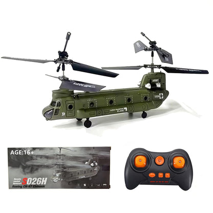 StrucToys RC Helicopter, S026H Dual-Rotor Transport Aircraft, 2.4G 3CH Remote Control Military Aerocraft Model (RTF Version/Army Green)