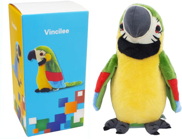 Vincilee Talking Parrot Repeat What You Say Mimicry Pet Toy Plush Interactive Toys Buddy Parrot for Children Gift,4 x 7.8inches(Green)