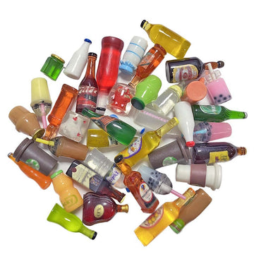 Juland 40PCS Miniature Mini Beer Drinks Decoration Dollhouse Beer Glass Mixed Wine Resin Sets Simulation Instant Model Scene Tableware Dolls House