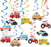 Transportation Party Hanging Swirl Decorations - 30Ct Cars Theme Happy Birthday Banner Garland for Transportation Themed Birthday Baby Shower Party