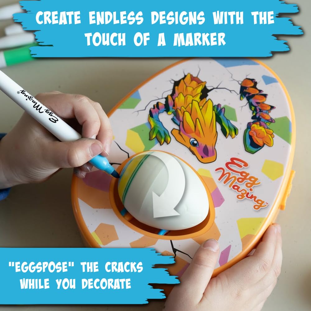 Eggmazing Dragon Egg Arts & Craft Kit, Decorate Dragon Eggs with Surprise Moveable 3D Dragons Inside, Spark Creativity & Imaginative Play with Mess