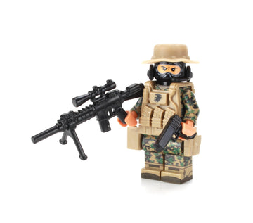 Battle Brick 1.6 Inches Tall Marine Force Recon Sniper Custom Minifigure | Collectible Genuine Military Minifig | Printed Camo | Gear Made in the USA