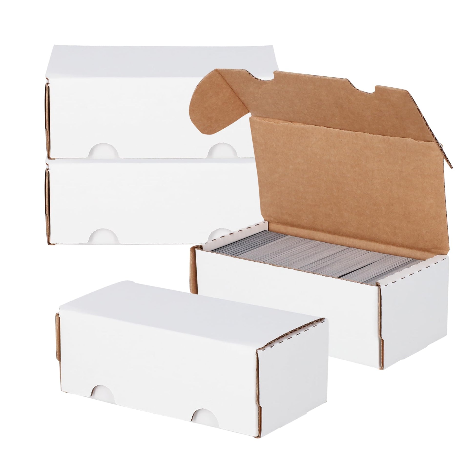 BCW 400-Count Trading Card Storage Box | Baseball Card Storage Box for Sports Cards | Cardboard Organizer for Football, Basketball & More - 4 Pack