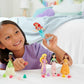 Mattel Disney Princess Toys, Small Doll Party Set with 6 Posable Dolls in Sparkling Clothing & 13 Tea Time Accessories