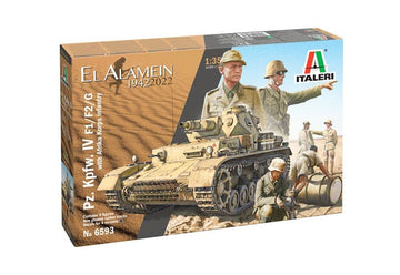 Italeri -6593 Pcs. Kpfw. IV F1/F2/G El Alamein, 1:35 Scale, Model Kit, Plastic Model to Mount, Modeling, Multicoloured, IT6593