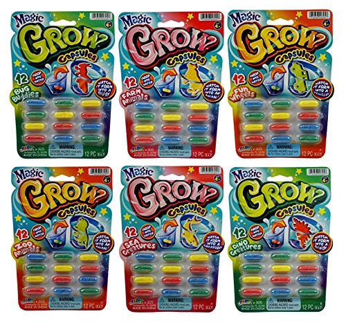 JA-RU Magic Grow Capsules Growing Animal Toys for Kids (12 Capsules) 305-1K