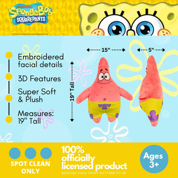 Spongebob Squarepants Patrick Star Bedding Super Soft Cozy Decorative Cuddle Pillow, (Officially Licensed Product) By Franco Collectibles