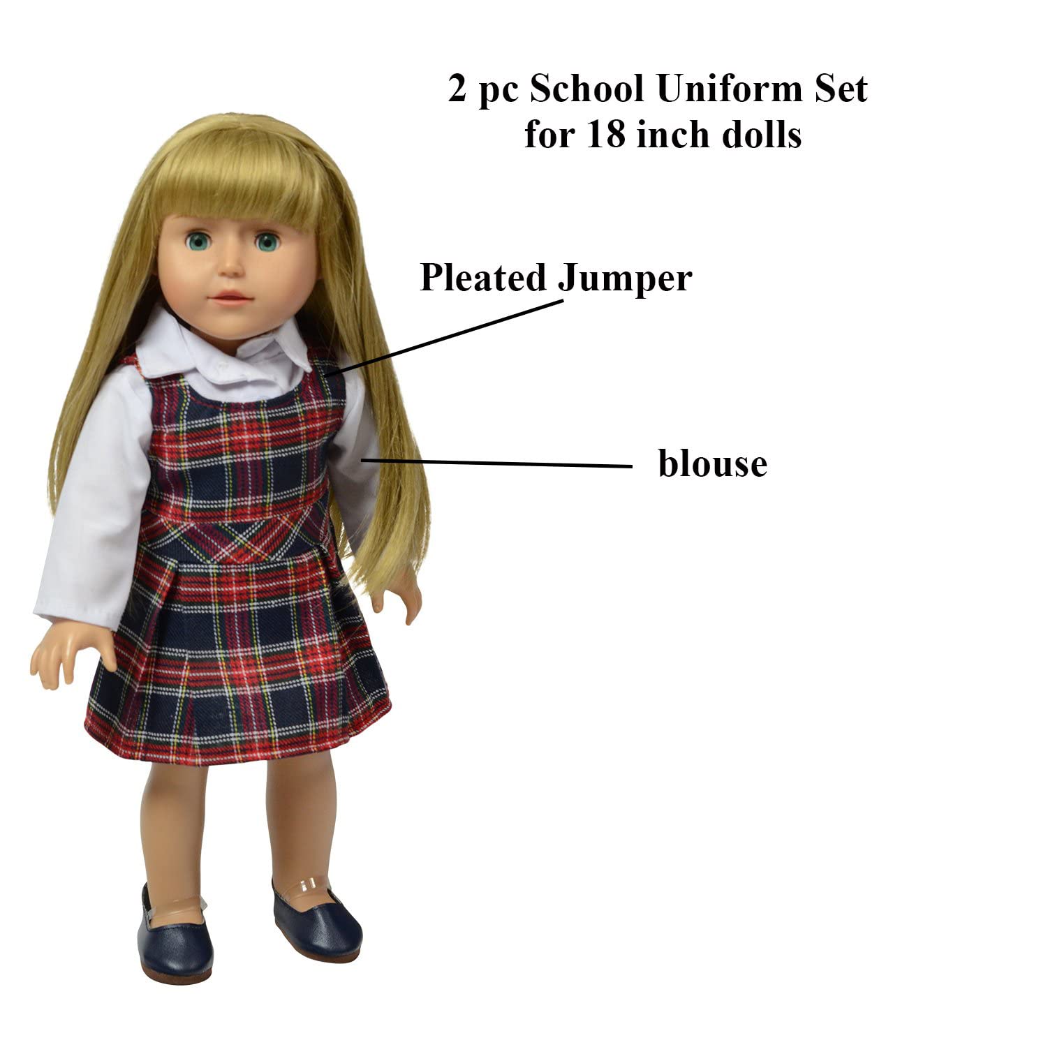 The New York Doll Collection Doll Back to School Set - Doll School Desk,School Supply Set for Dolls and School Uniform Clothing Fits 18 Inch Girl
