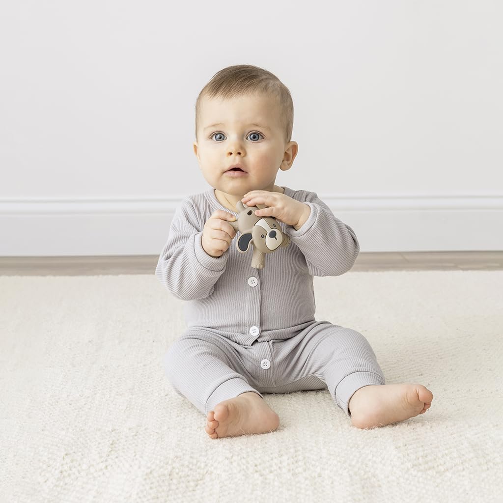 Itzy Ritzy - Ritzy Teether for Molars - Massages Sore Gums & Reaches Back Molars - Silicone Baby Teething Toy with Multiple Textures & Flexible Design