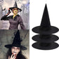 LKQBBSZ 3 Pack Black Wizard Hats Hanging, Halloween Black Witch Hat Witch Cap Costume Accessory for Halloween Christmas Party