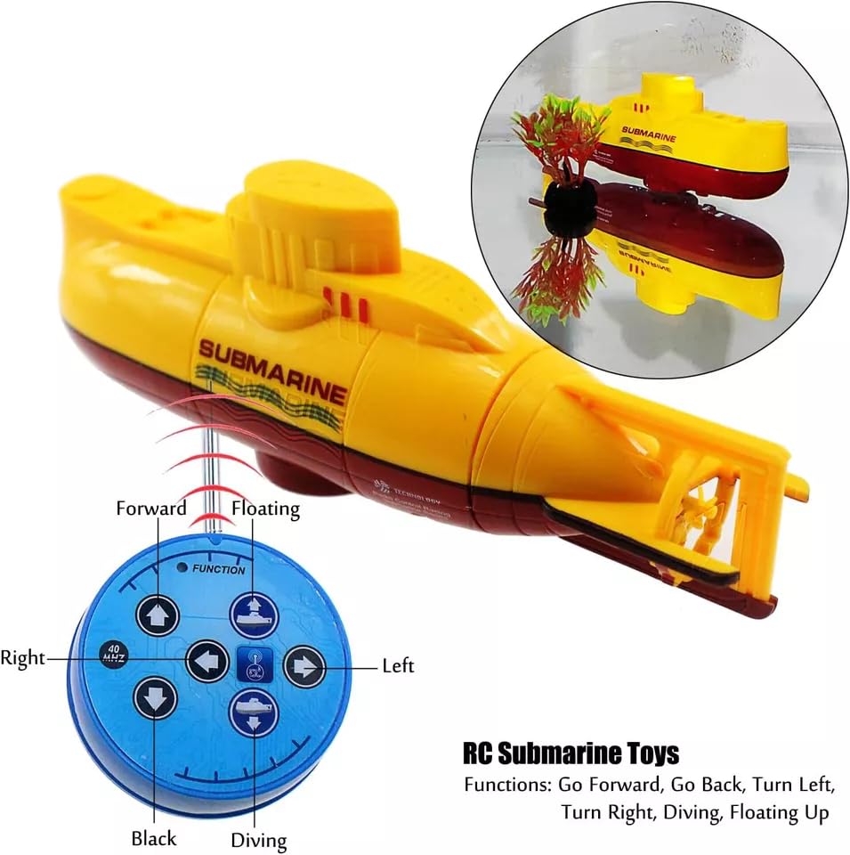 Ouhgnoh Mini RC Boat Toy Remote Control Tourist Submarine Underwater Electric Fish Tank Diving Child's Birthday Present