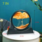 WANLIAN Moving Sand Art Picture Decor, 3D Deep Sea Sandscape Liquid Motion, Round Glass Frame Display Flowing Sand,Relaxing Home and Office