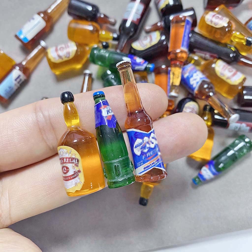 Juland 40PCS Miniature Mini Beer Drinks Decoration Beer Glass Model Mixed Wine Coffee Resin Sets Simulation Instant Model Scene Mini Tableware Dolls