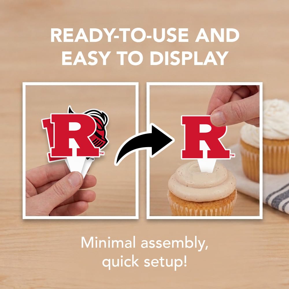 Desert Cactus Rutgers University Cupcake Topper and Cake Toppers Set - Scarlet Knights 25 Pcs Party Supplies, Decorations and Favors