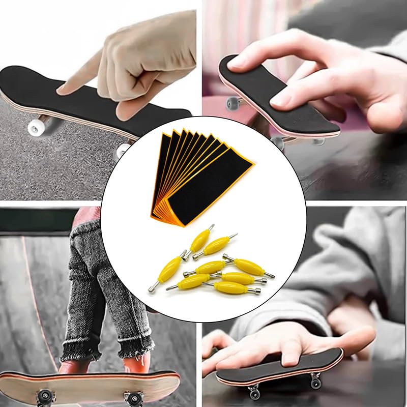 SquEqu 12 Pack Fingerboard Foam Grip Tape Replacement Finger Skateboard Grip Tape Fingerboards Adhesive Backing with Fingerboard Tool Screwdriver Nut