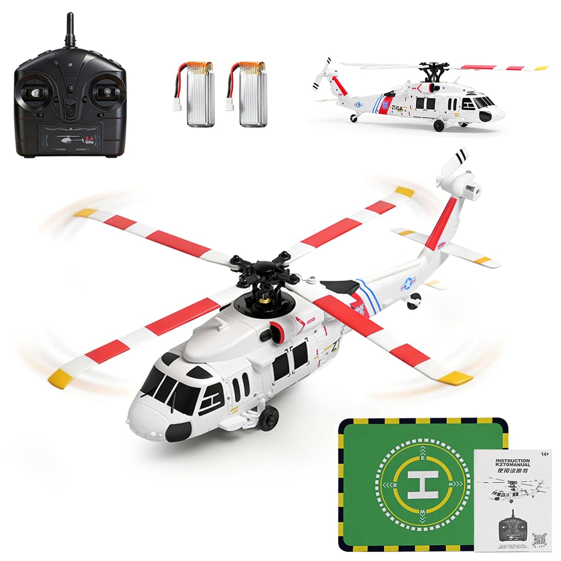 rcxperts K270 UH-60L RC Helicopter with Optical Flow Positioning, Brushless Motor, Barometric Altitude Hold, Stable Hover Flight System, Scale