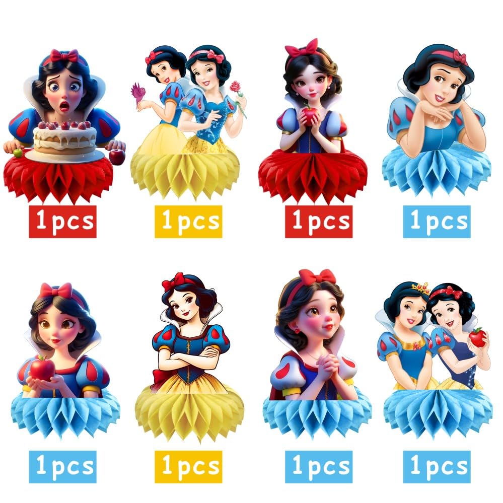 8Pcs White Princess Table Centerpieces Birthday Party Supplies Double Side Table Decorations for Girls Party Decorations