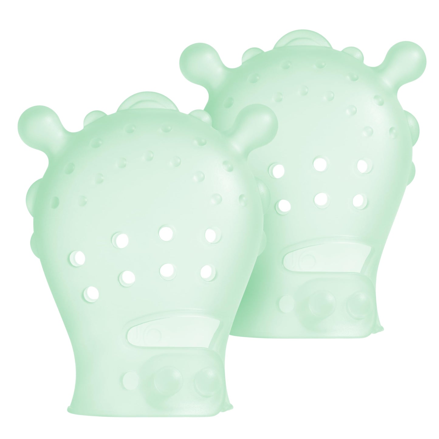 Olababy Clear Sense Silicone Mouthing Mitten (2PK) - Perfect for mouthing and Teething Babies, Adjustable Strap, BPA and Plastic-Free, 0-6 Months