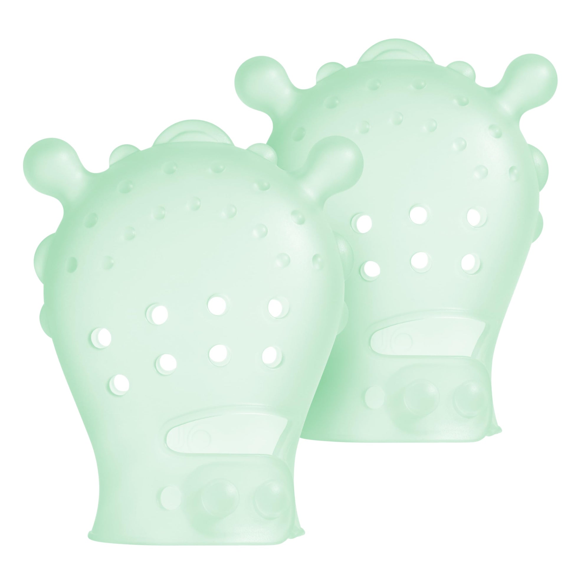 Olababy Clear Sense Silicone Mouthing Mitten (2PK) - Perfect for mouthing and Teething Babies, Adjustable Strap, BPA and Plastic-Free, 0-6 Months