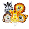 BALONAR 5pcs 32 Inch Tiger Lion Zebra Monkey Foil Balloons Animal Balloons