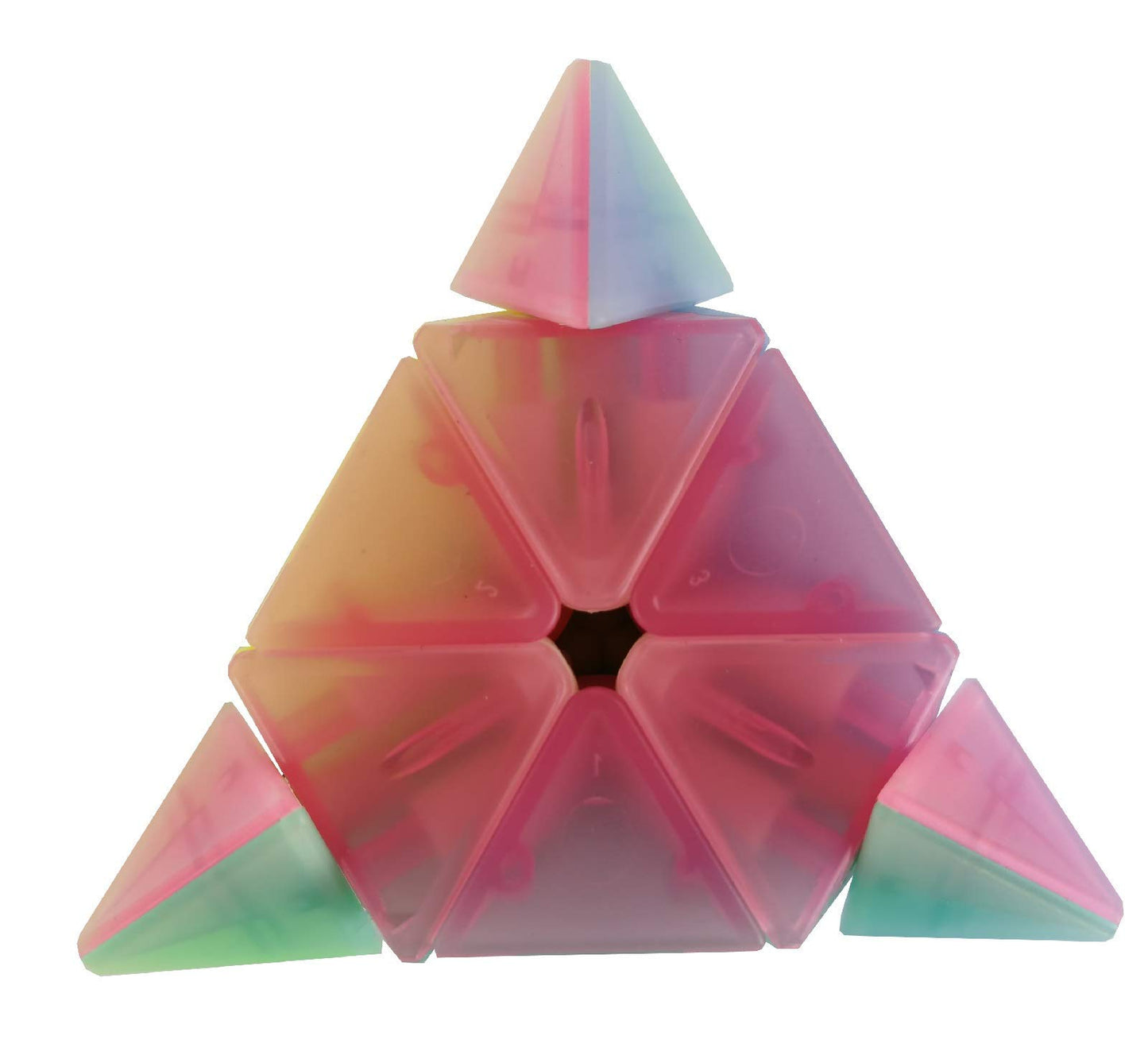 Jelly Windmill Speed Cube Pyramid Speed Cube Triangle Stickerless Vivid Color Magic Cube 3x3x3 Sturdy and Smooth Puzzle Toy ABS Plastic Material