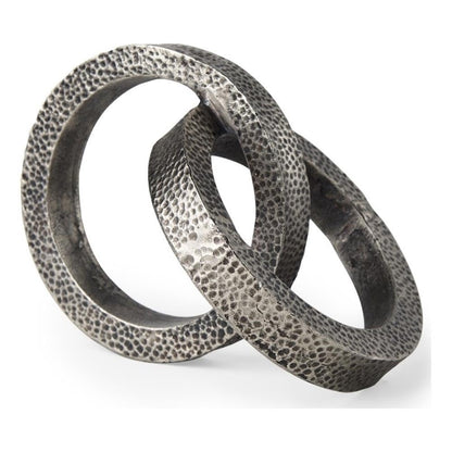 Mercana Rafiki Two Blackened Silver Hammered Finish Metal Conjoined Circles