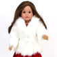 Sophia's 18" Doll Ivory Faux Fur Winter Dress Coat with Large Collar and Rose Bud Sash Closure