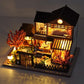TOPBSFARNY Miniature Wooden Dollhouse Japanese Style Villa House DIY Doll House Kit Villa Building 3D Model Creative Gifts for Friend and Parents
