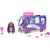 Barbie Extra Mini Minis Doll & Toy Vehicle Playset, Expandable Tour Bus with 3.25-inch Small Doll, Clothes & Accessories