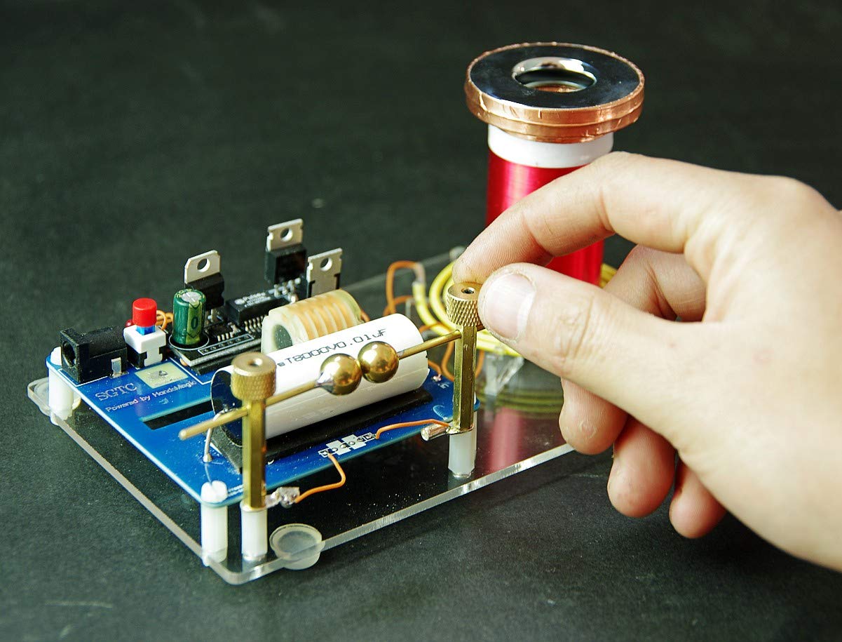 HandsMagic Tiny Tesla Coil Ball-Gap Discharger SGTC Spark Gap Tesla Coil DIY Kits Science Physics Toy Electronic DIY