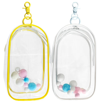 2-Pack Clear Figure Display Bag for 17cm Dolls - Doll Pouch with Keychain, Portable & Dustproof Carrying Case for Funs Collectibles
