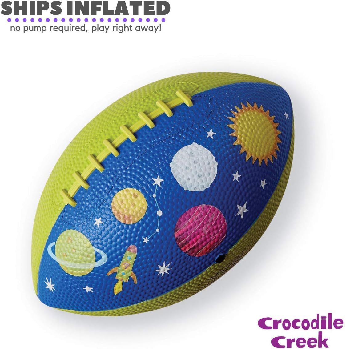 Crocodile Creek Football for Kids Ages 3 and Up - Inflatable Ball for Flag Football Games and Outdoor Sports - Made from Rubber - Solar System