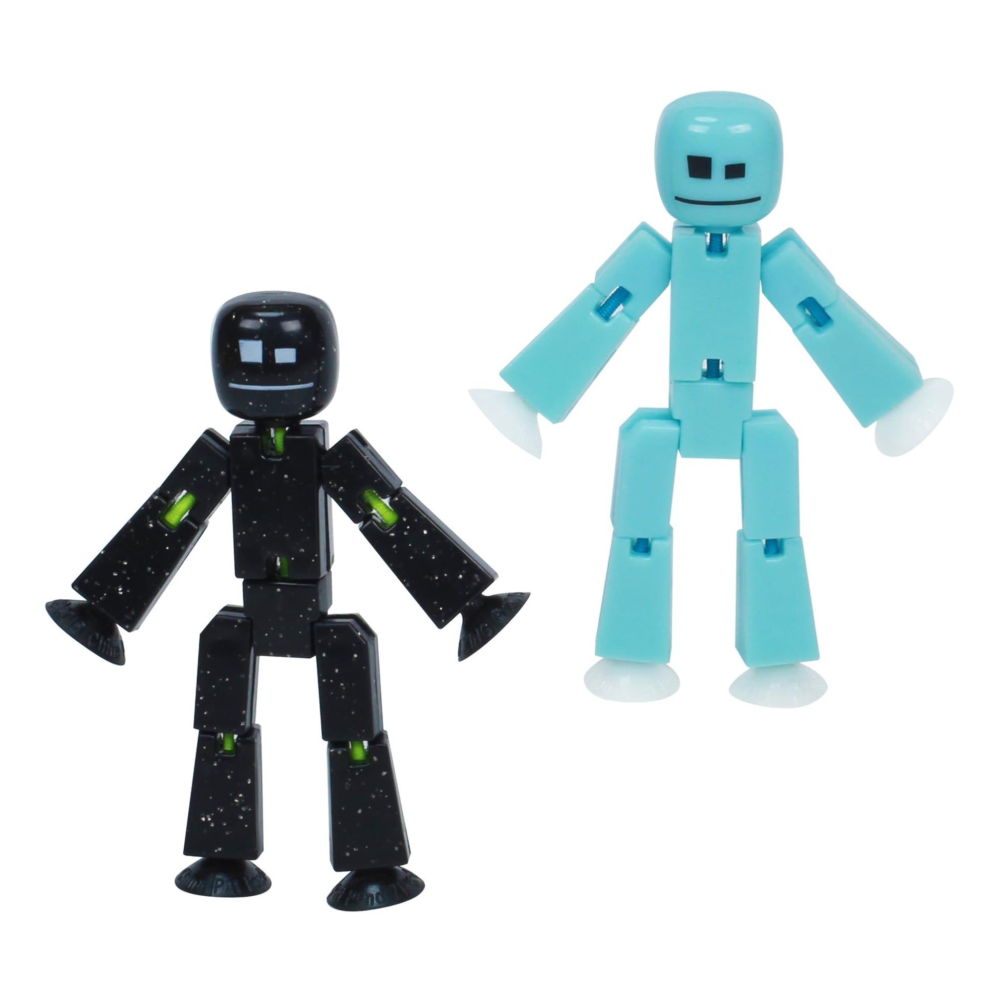 Zing StikBot Dual Pack - Includes 2 StikBots - Collectible Action Figures and Accessories, Stop Motion Animation, Ages 4 and Up (Ice Blue+Solid Black
