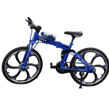Nuoyi Creative Alloy Finger Bicycle 1:10 Miniature Analog Bicycle, Foldable Finger Mountain Bicycle Toy(Blue)