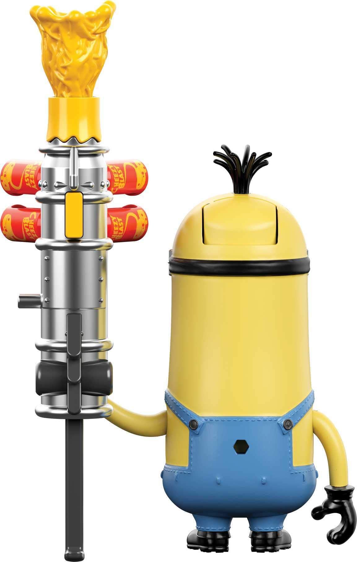 Minions: The Rise of Gru Cheese Blaster Kevin Action Figure Approx 4-in, Movie Character Toy with Blaster & Dual Button-Activated Motion, Gift for