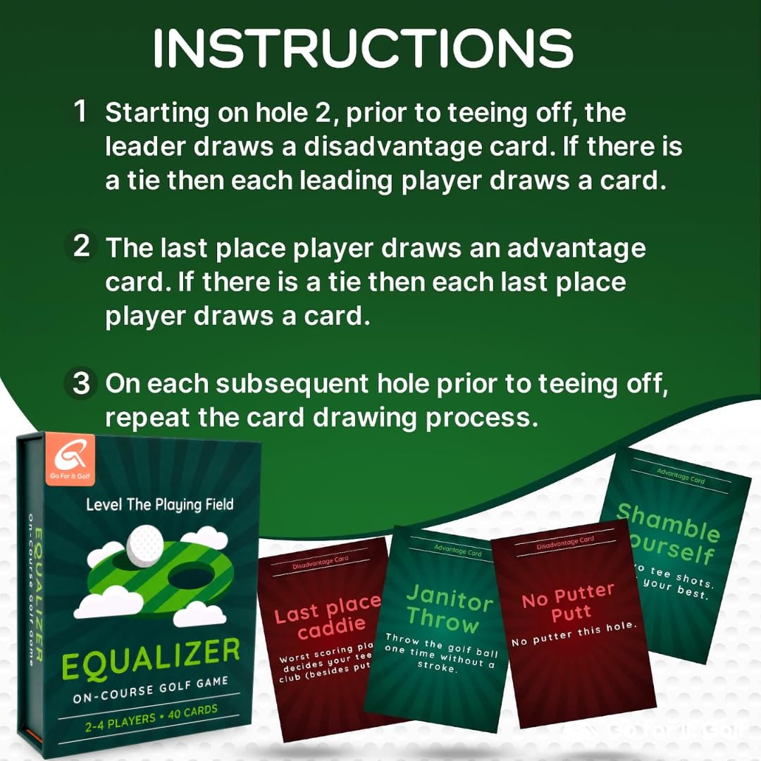 Go For It Golf Equalizer: On-Course Golf Card Game, Interactive Fun for Every Hole, Skill-Level Equalizing Cards, Elevate Your Golf Experience, Ideal