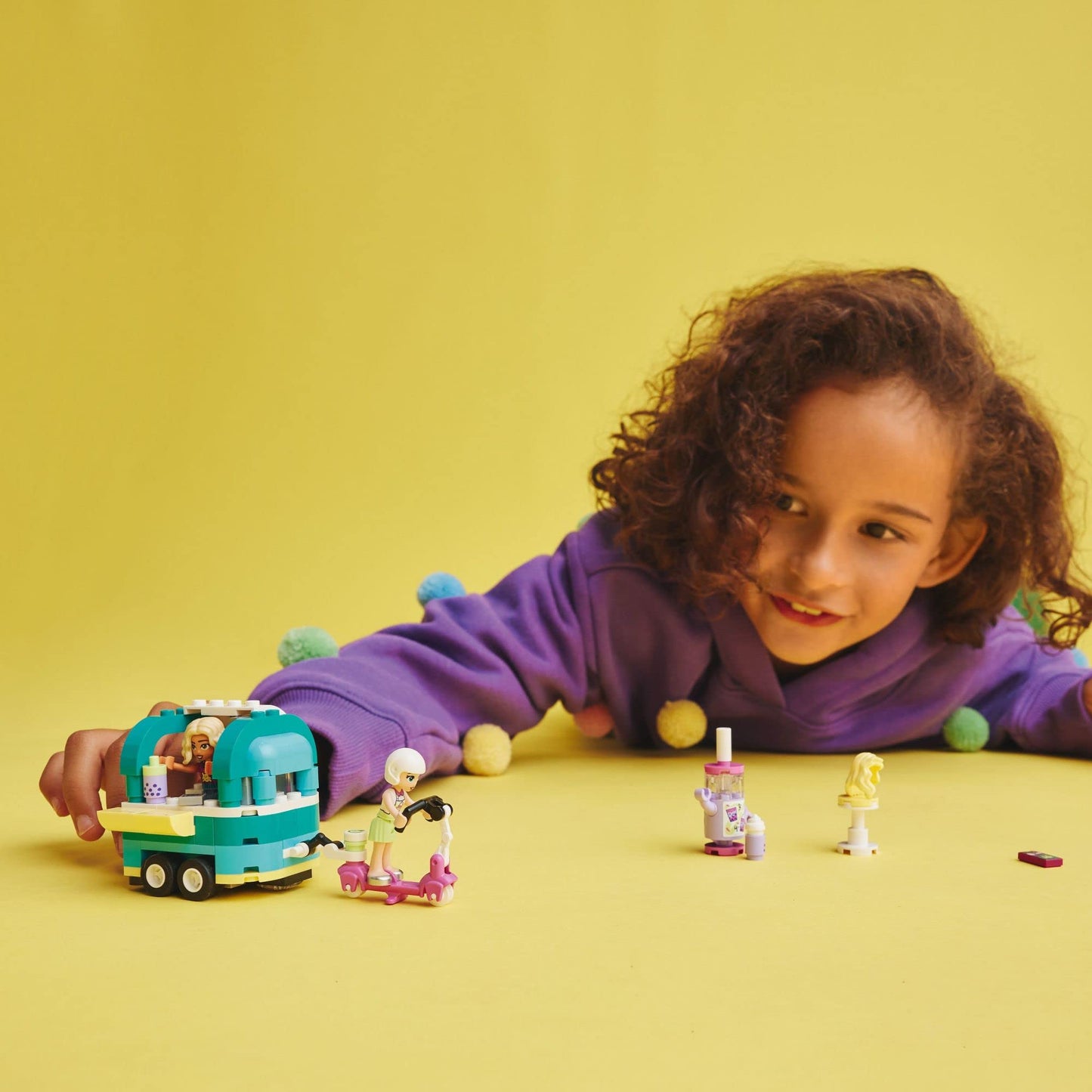 LEGO Friends Mobile Bubble Tea Shop Toy Building Set 41733, Fun Pretend Play Toy Vehicle Set with Toy Scooter, Mobile Cart, Cash Register, Play Store