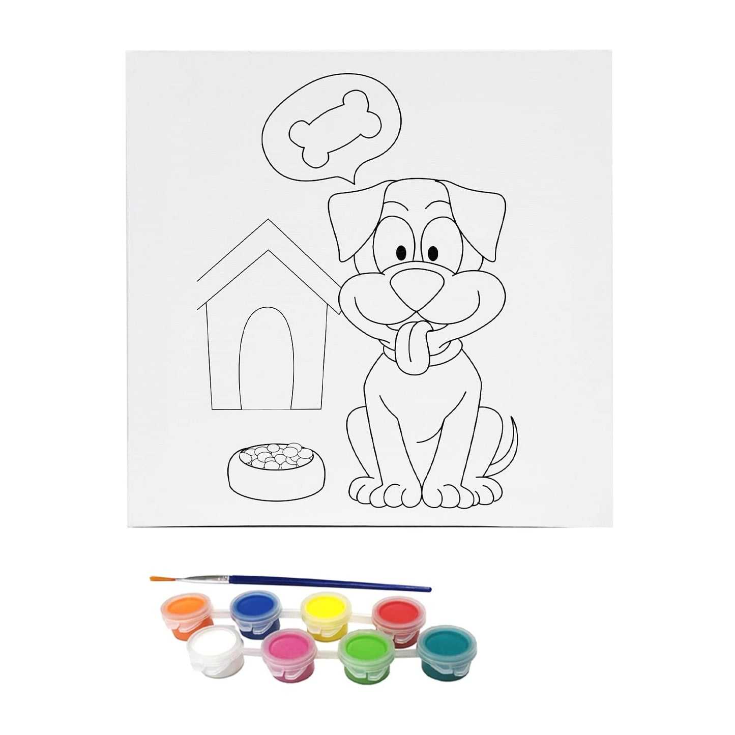Misco Toys Canvas Paint Party Kits, 11 Piece Art kit Pre-Drawn Outline Canvas for Paint and Sip 8 Colors and Brush Included, Great Gift for Kids 4+