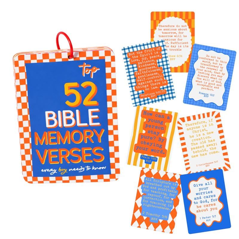 Aspen Lane Kids Bible Verse Cards, 52 Scripture Memory Flash Cards (Blue)