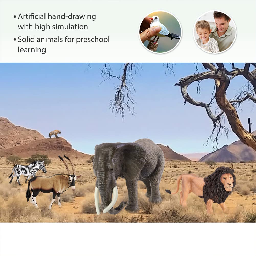 Volnau Safari Animal Figurines Toys 13PCS Africa Figures for Kids Toddlers Christmas Decoration Gift Preschool Educational Zoo Pack Lion Jungle Forest