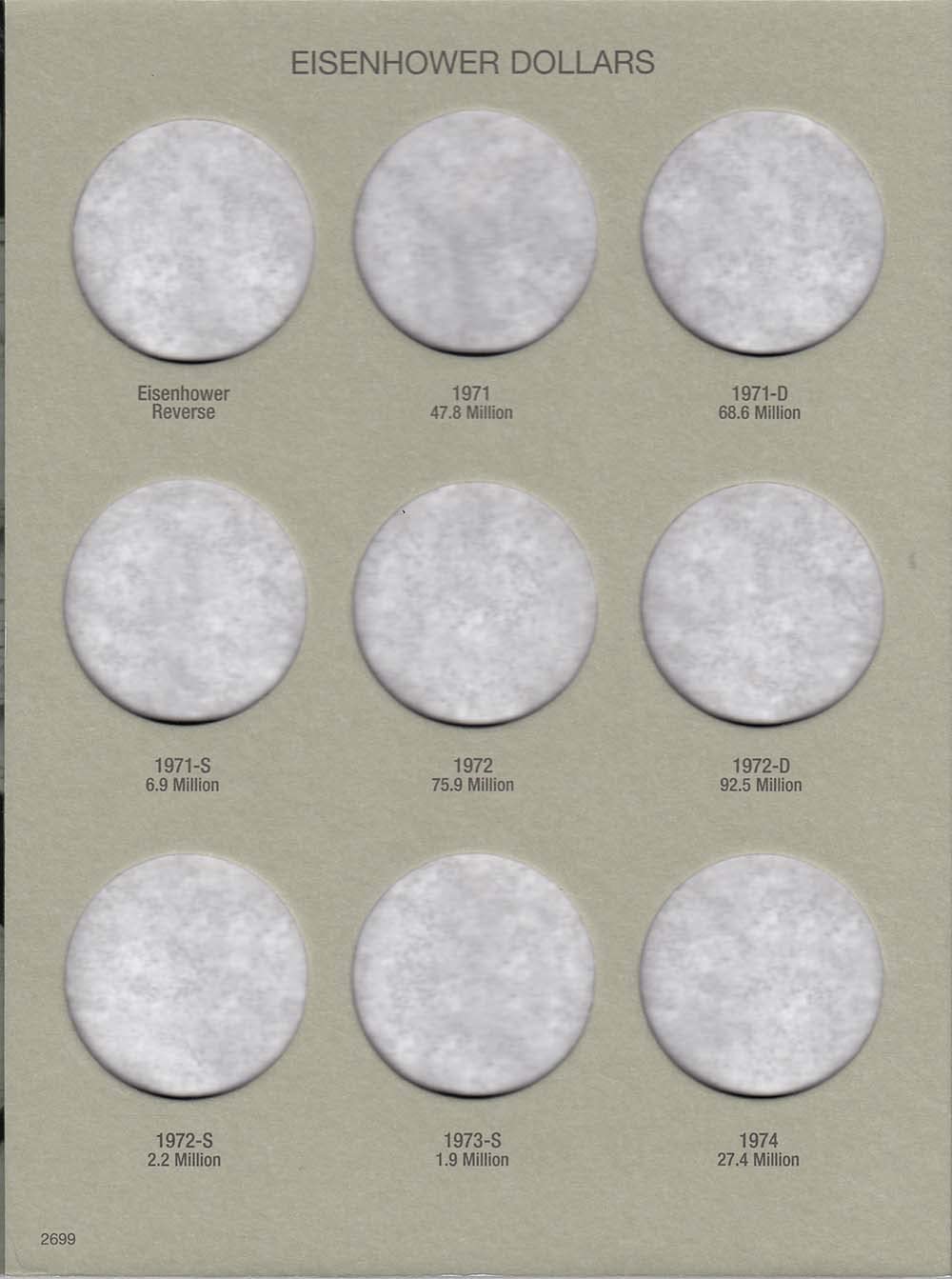 Harris Eisenhower & Anthony Dollars 1971-1999 Coin Folder 2699