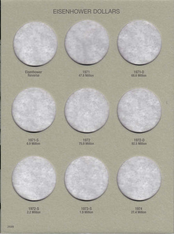 Harris Eisenhower & Anthony Dollars 1971-1999 Coin Folder 2699