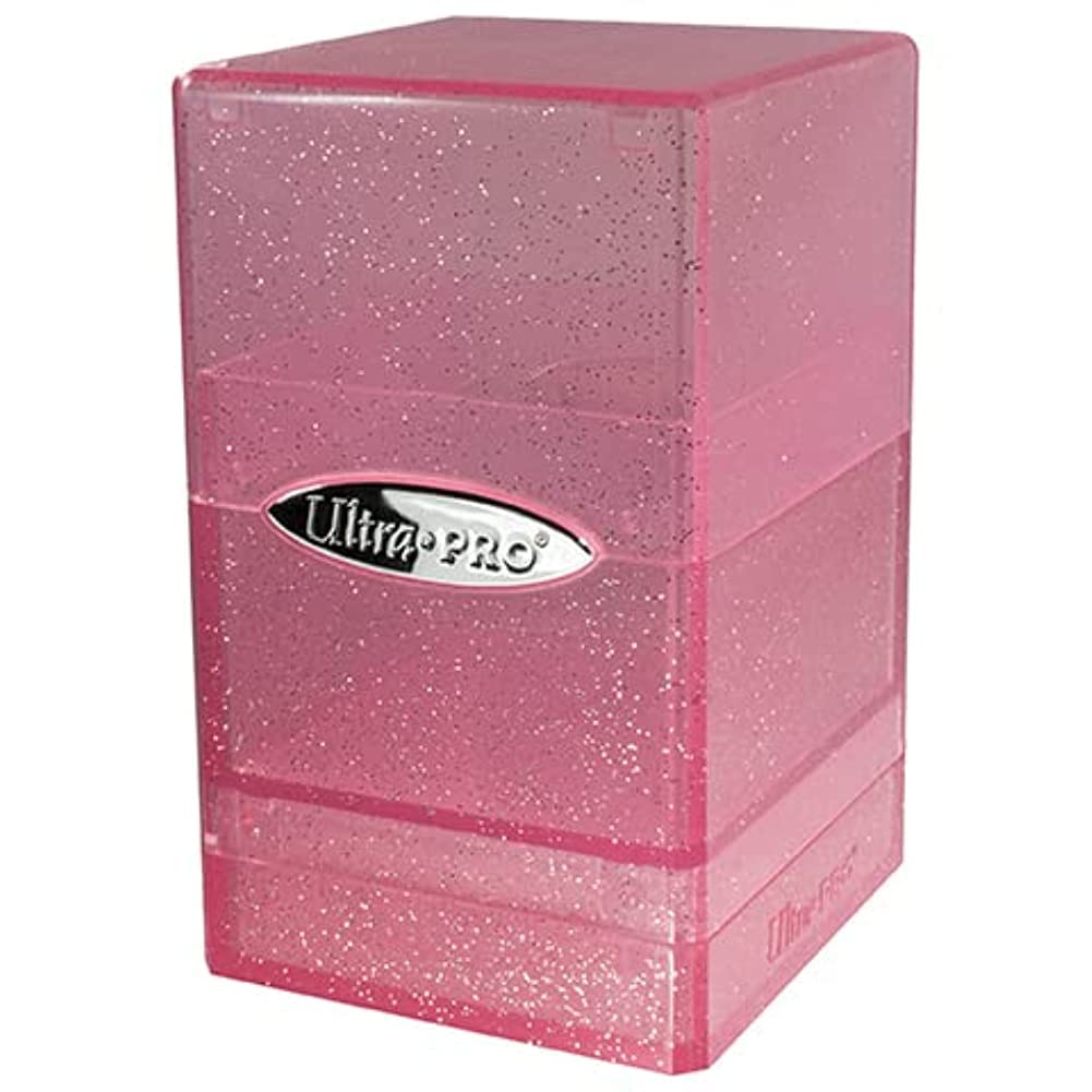 Ultra Pro - Satin Tower 100+ Card Deck Box (Glitter Pink) - Protect Your Gaming Cards, Sports Cards or Collectible Cards In Stylish Glitter Deck Box
