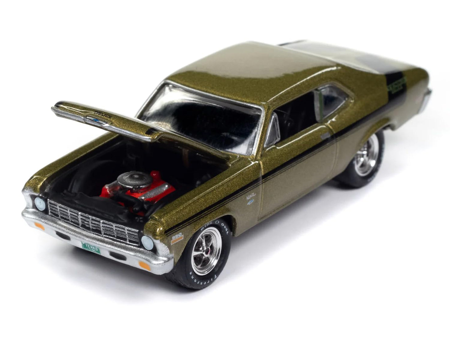 Johnny Lightning 1970 Nova Yenko Deuce Citrus Green Metallic with Black Stripes Muscle Cars USA Series 1/64 Diecast Model Car JLMC034-JLSP383B