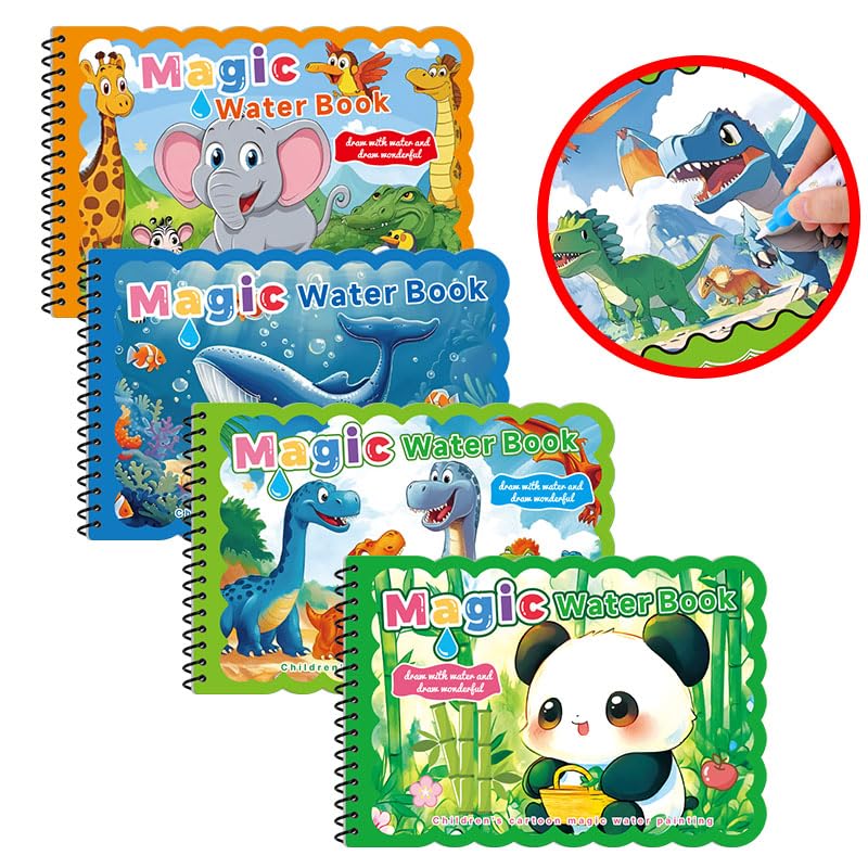 Baiyigs Water Coloring Book for Toddlers 3-5, Water Painting Drawing Book for Educational Learning Kits Gifts, Best Birthday Gifts