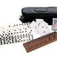 Alex Cramer The Perfect Traveler Classic Domino Set with Leather-Look Travel Case and a Deck of Miniature Playing Cards (Dominoes Set)