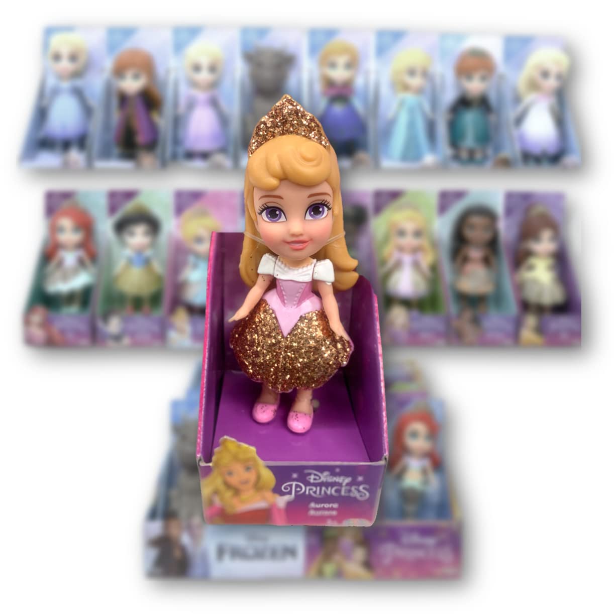 Amarina Packed in Clear Box for Gift Disney Princess Mini Poseable 3.5'' Doll Choose from All 11 Style Princess Characters (Aurora)