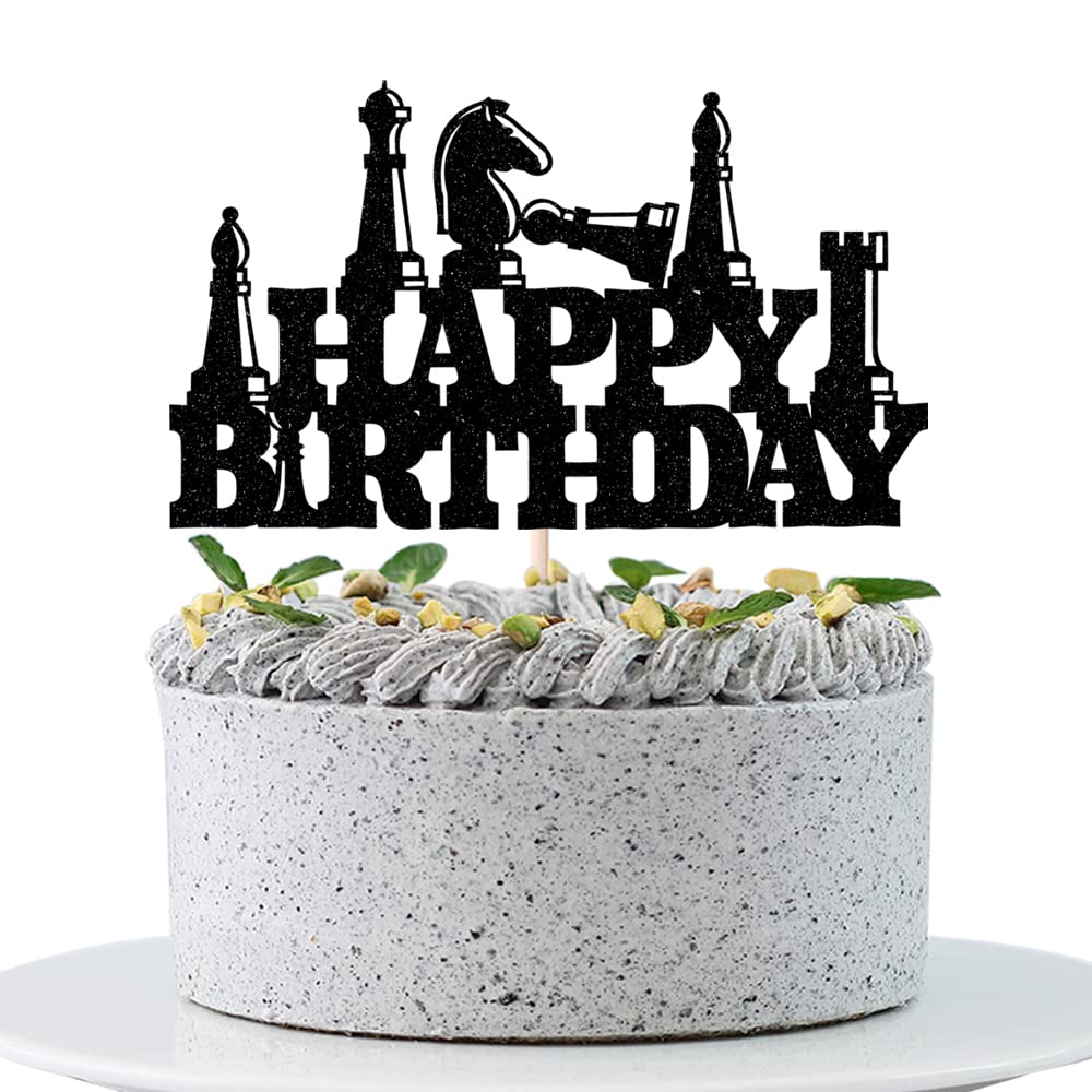WRACKKIAR Chess Happy Birthday Cake Topper-Chess Player Birthday Party-Funny Board Game Chess Birthday Party Decoration
