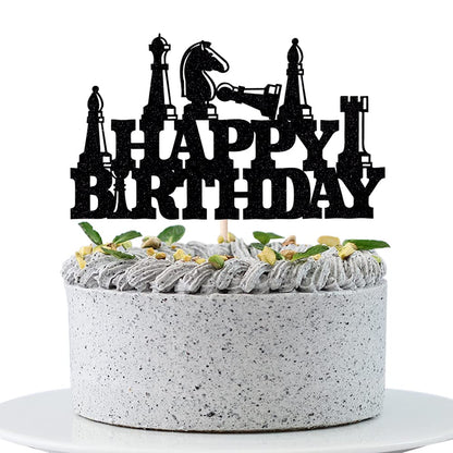 WRACKKIAR Chess Happy Birthday Cake Topper-Chess Player Birthday Party-Funny Board Game Chess Birthday Party Decoration