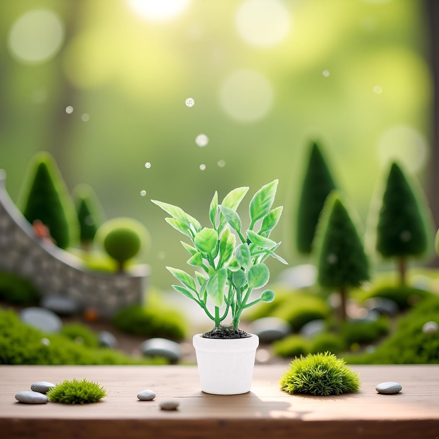 Artificial Miniature Plants for Dollhouse - 1:12 Scale Hanging Potted Greenery for Fairy Gardens, Terrariums and Diorama Displays